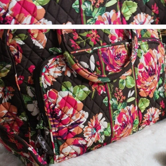 Vera Bradley Pink and Orange Travel Bag Quilted Design - Picture 6 of 6